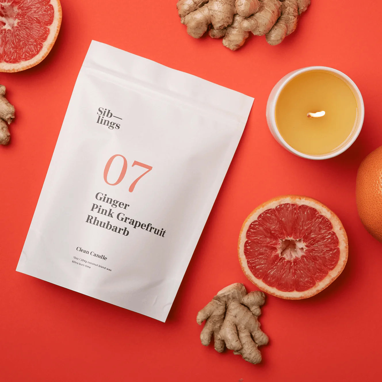 No 07 — Ginger, Pink Grapefruit, Rhubarb | Clean Candle