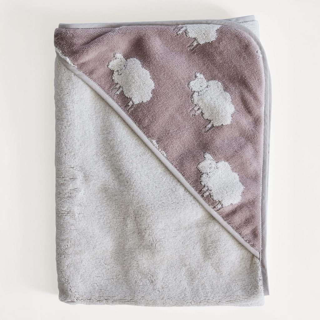 Hooded Bath Towel - Sweet Sheep Jacquard