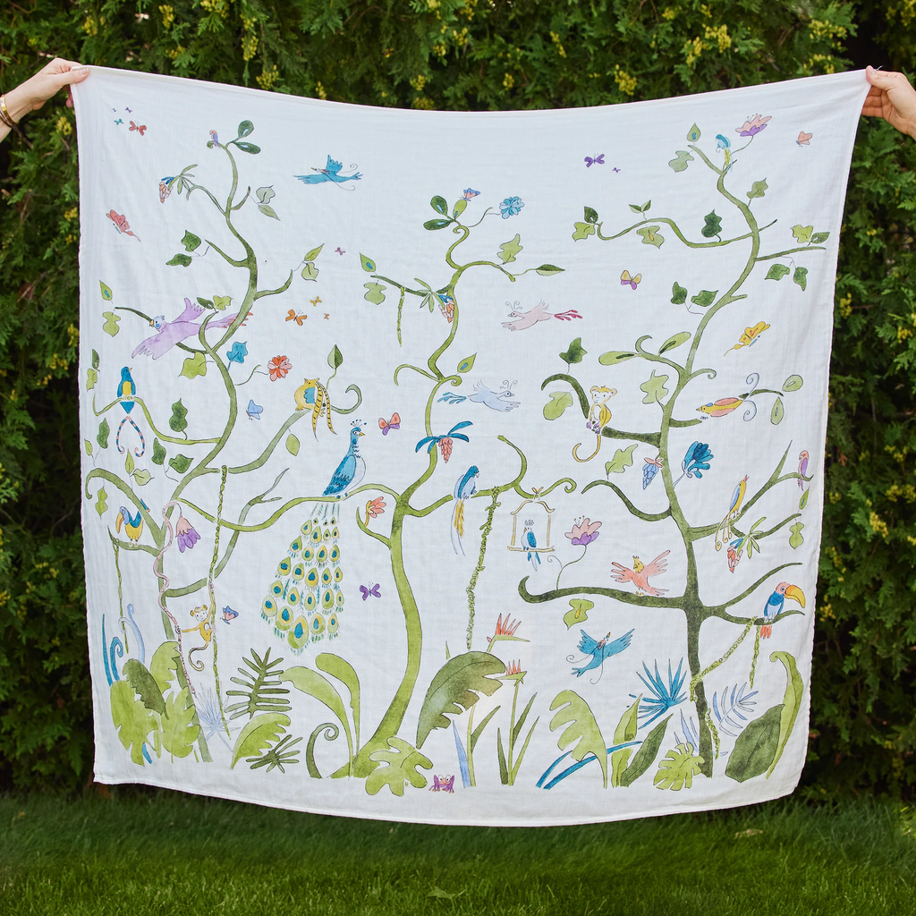 Tropical Chinoiserie Shawl Blanket