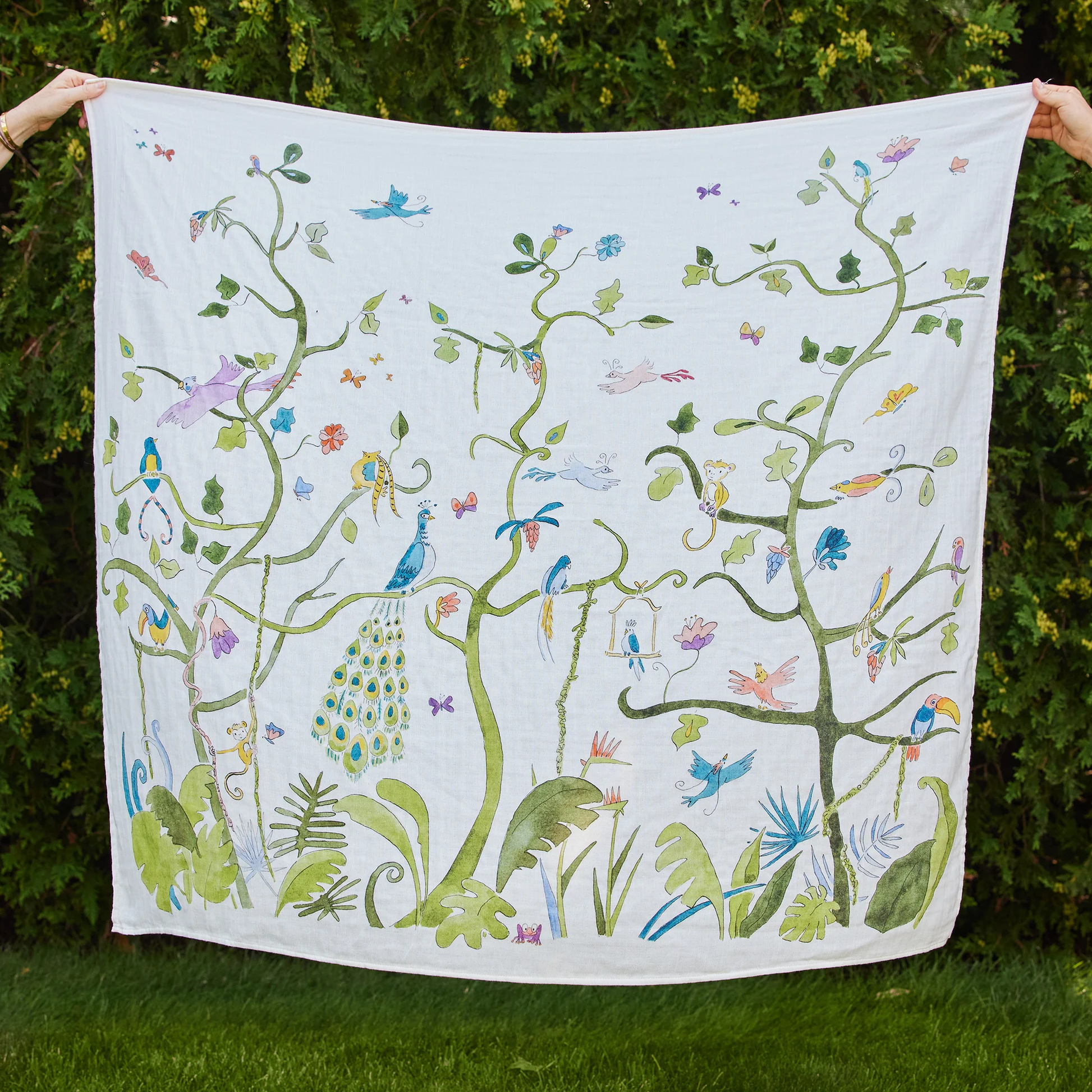 Tropical Chinoiserie Shawl Blanket