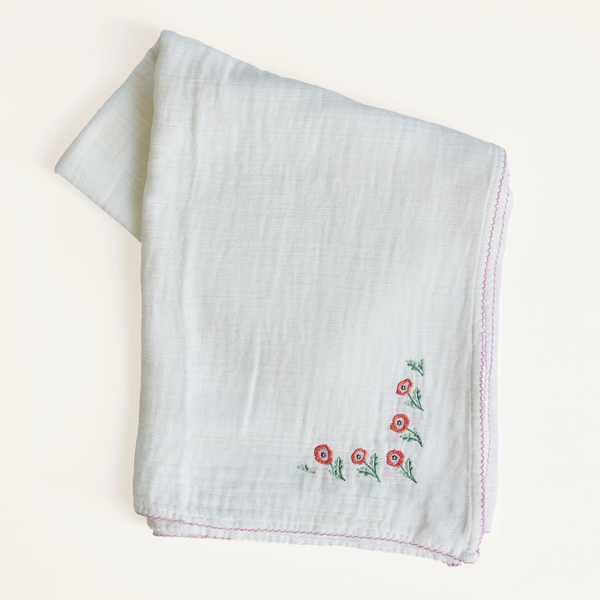 Poppy Embroidered Shawl Blanket