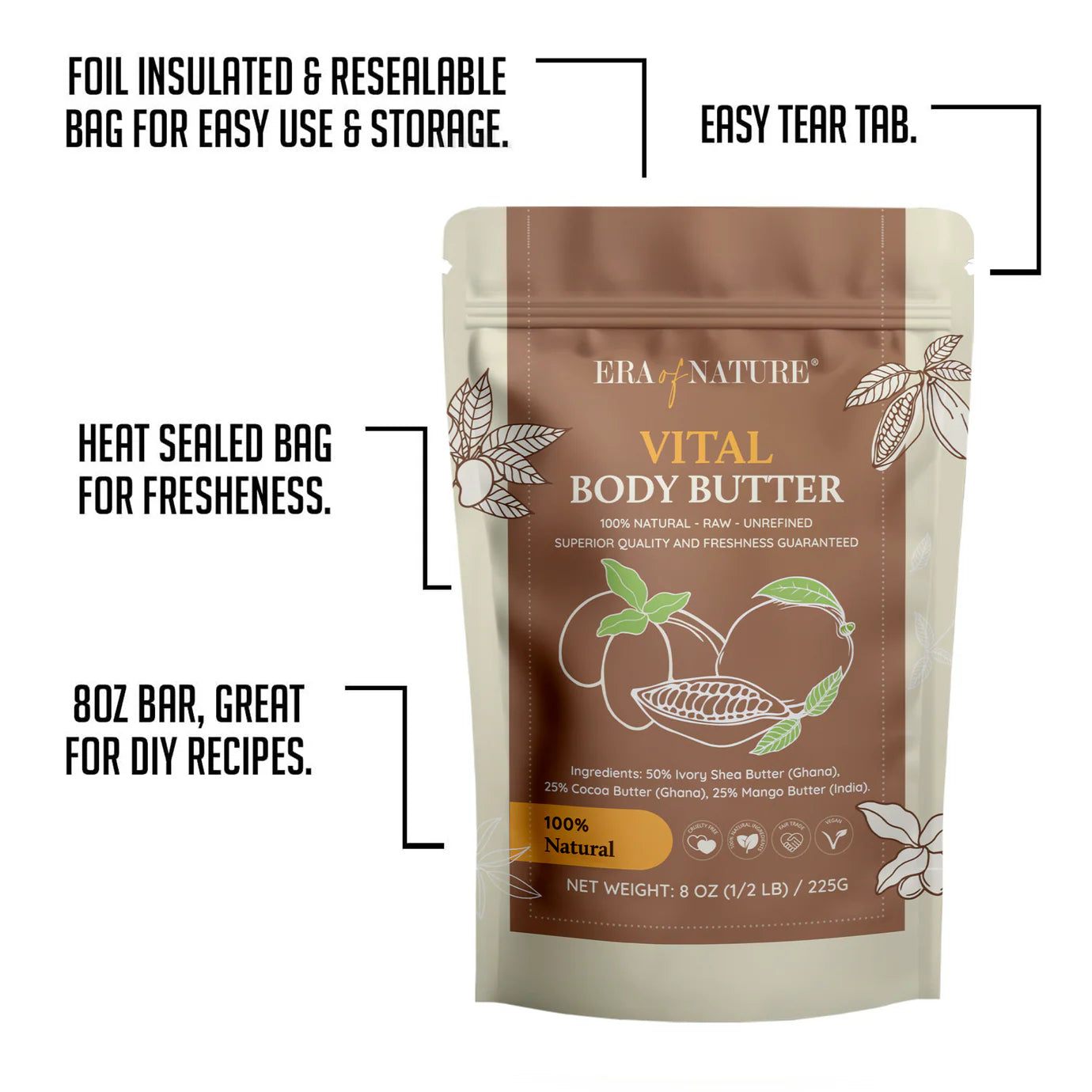 Vital Body Butter - 100% Natural Shea, Cocoa & Mango Blend