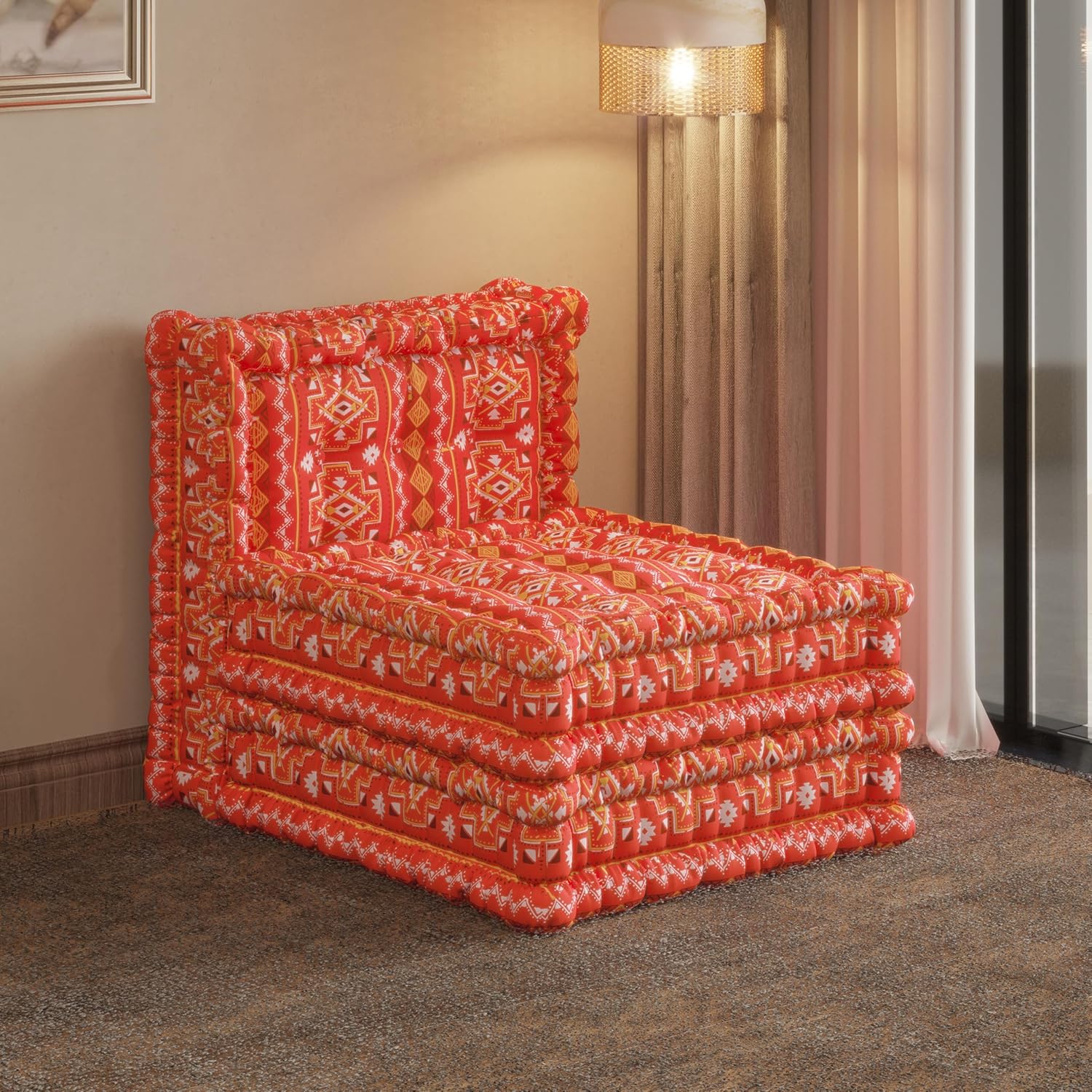 Orange Velvet 3-in-1 Sofa Bed