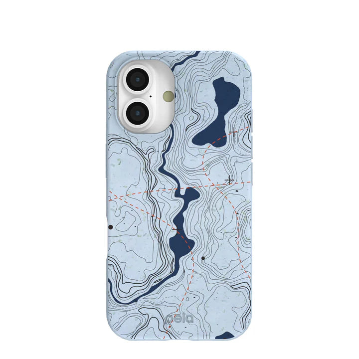 Powder Blue Contour Lines Phone Case |  | For iPhone, Galaxy & Pixel