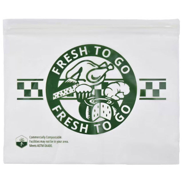 10 x 8" Compostable Zipper PLA Deli Bags w/ Saddle Pack | 1,000/Case