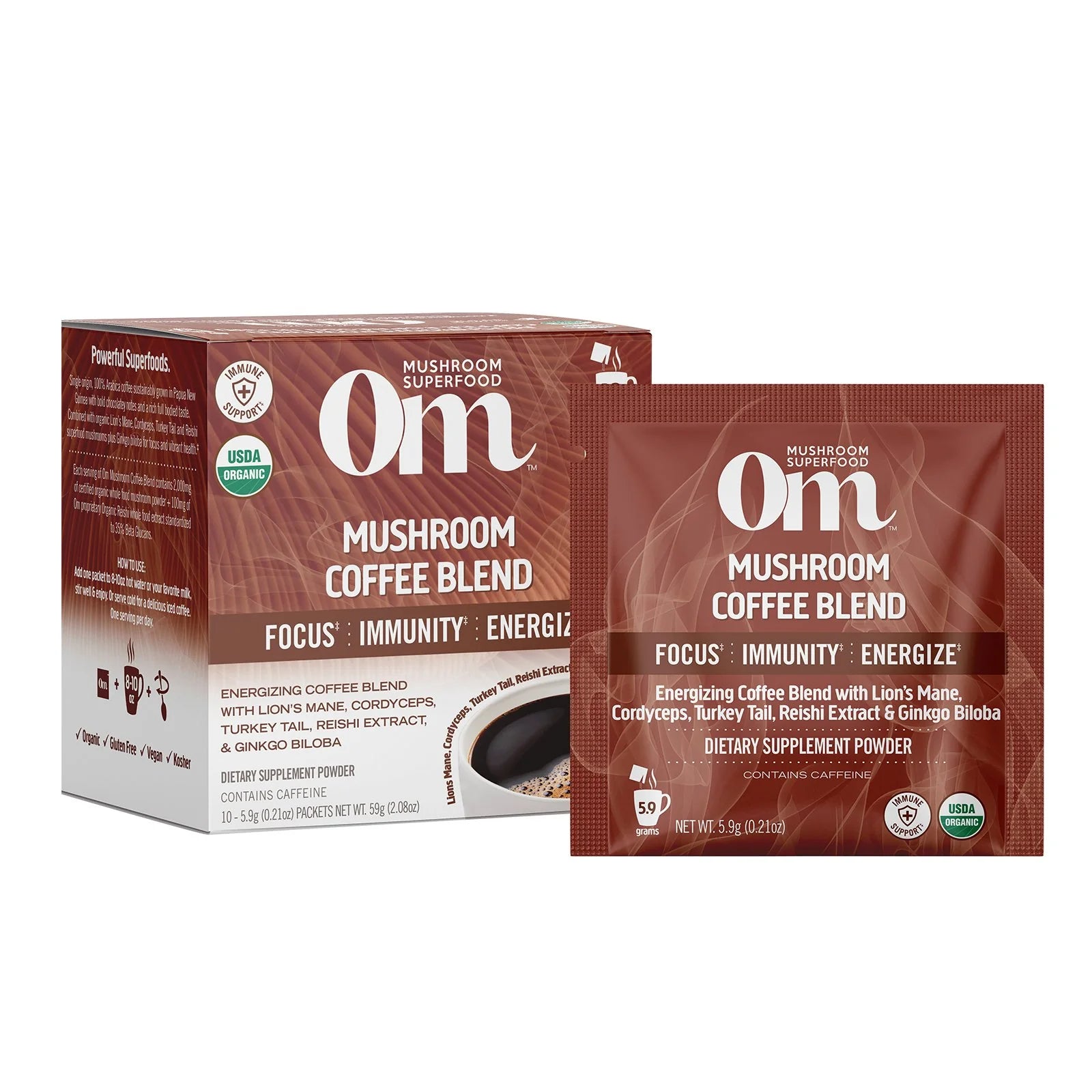 Om Coffee Blend Organic Mushroom Superfood Hot Drink