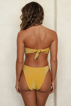 Dive In Super Cheeky Bikini Bottom - Gold Flake