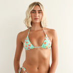 Palm Tie Back Triangle Bikini Top - Ocean Hibiscus