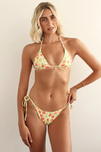 Palm Tie Back Triangle Bikini Top - Sunshine Hibiscus