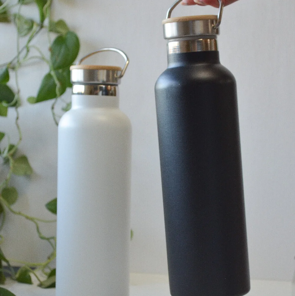 Stainless Steel Water Bottle with Bamboo Lid