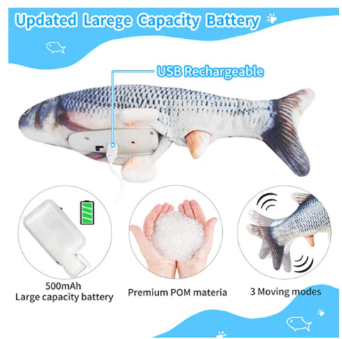 Electric Flopping Fish Kicker | Organic Catnip Infused