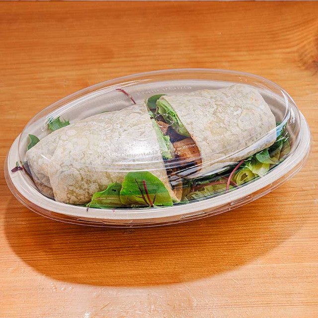 PLA Lids for 32 oz Compostable Fiber Burrito Bowls | 300/Case