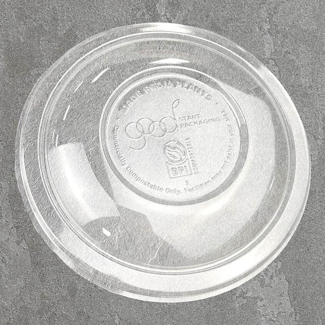 24 & 32 oz Compostable PLA Clear Round Bowl Lids | 400/Case