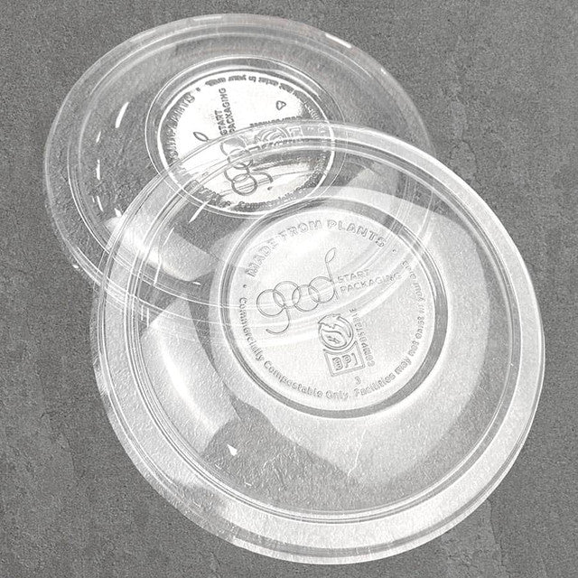 24 & 32 oz Compostable PLA Clear Round Bowl Lids | 400/Case
