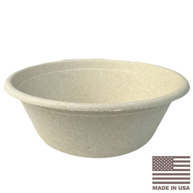 12 oz Made In USA Compostable Fiber Round Bowls | No PFAS | 1,000/Case