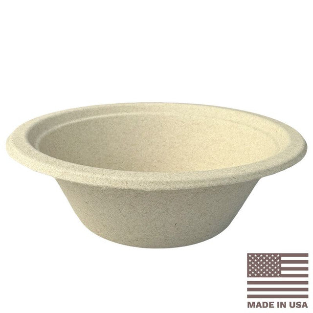 16 oz Made in USA Compostable Fiber Round Bowls | No PFAS | 400/Case
