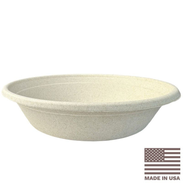 24 oz Made in USA Compostable Fiber Round Bowls | No PFAS | 400/Case