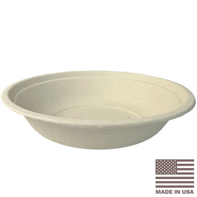 40 oz Made in USA Compostable Fiber Wide Round Bowls | No PFAS | 300/Case
