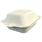 6x6" Compostable Fiber Clamshell Containers | No PFAS | 400/Case