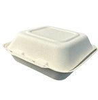 8x8" Compostable Fiber Clamshell Containers | No PFAS | 200/Case