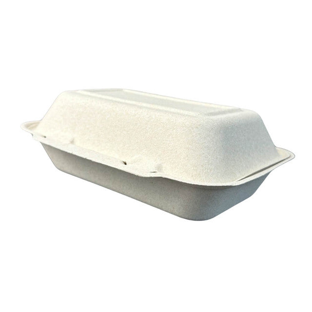 9x6" Compostable Fiber Clamshell Containers | No PFAS | 200/Case