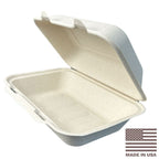9x6" Compostable Fiber Clamshell Containers | No PFAS | 200/Case