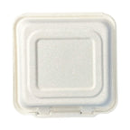 9x9" Compostable Fiber Clamshell Containers | No PFAS | 200/Case