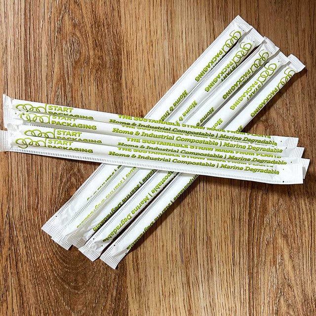 7.75" Compostable PHA Standard Straws Individually Wrapped | 10 Inner Boxes | 2,000/Case