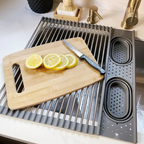Roll Up Silicone + Stainless Steel Dish Drying Rack