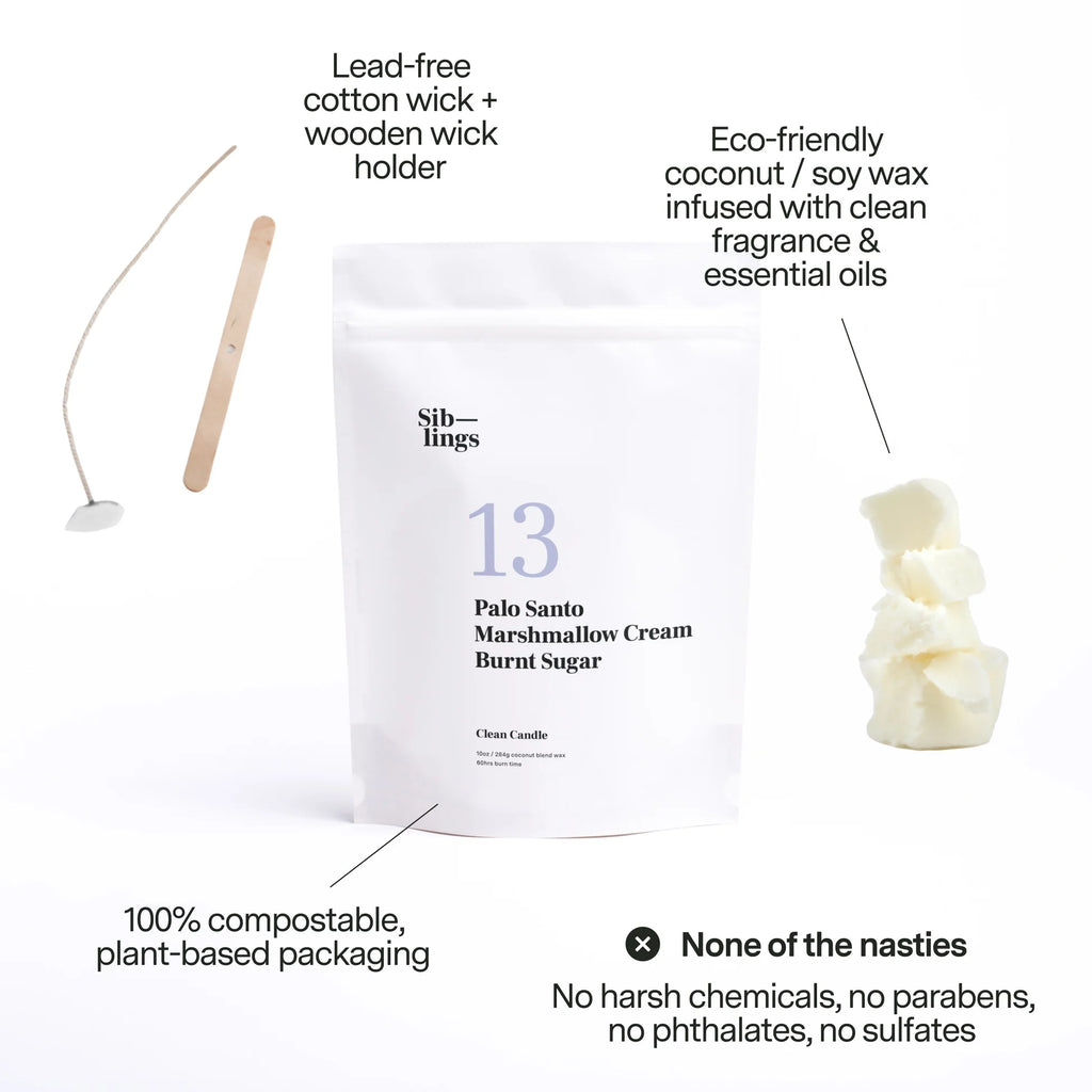 No 13 — Palo Santo, Marshmallow Cream, Burnt Sugar | Clean Candle