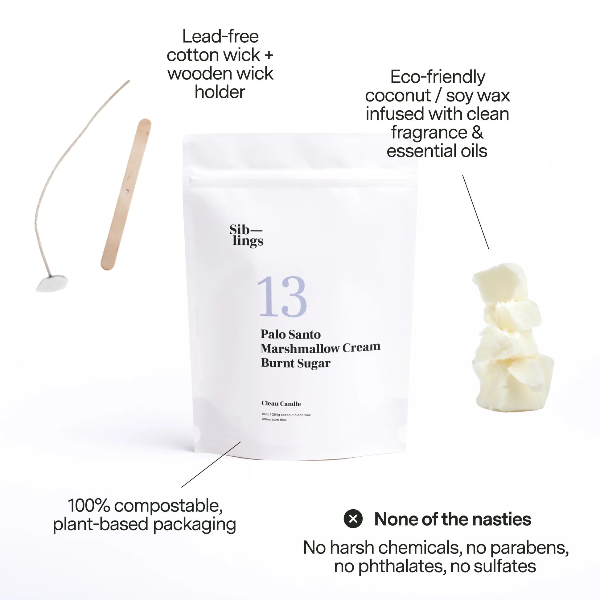 No 13 — Palo Santo, Marshmallow Cream, Burnt Sugar | Clean Candle