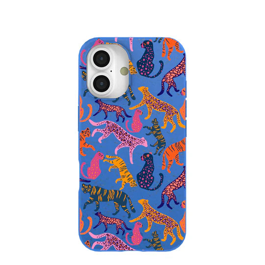 Electric Blue Jungle Cat Phone Case | For iPhone, Galaxy & Pixel