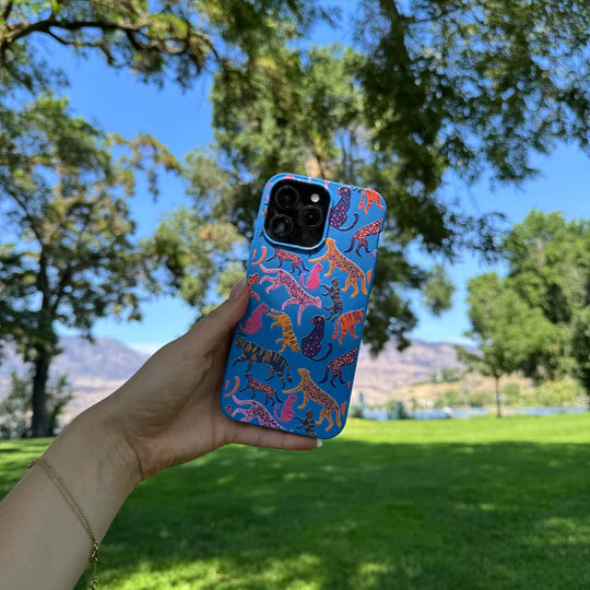 Electric Blue Jungle Cat Phone Case | For iPhone, Galaxy & Pixel