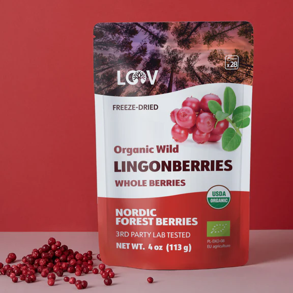 Freeze Dried Lingonberries | Wild & Organic | Whole Berries