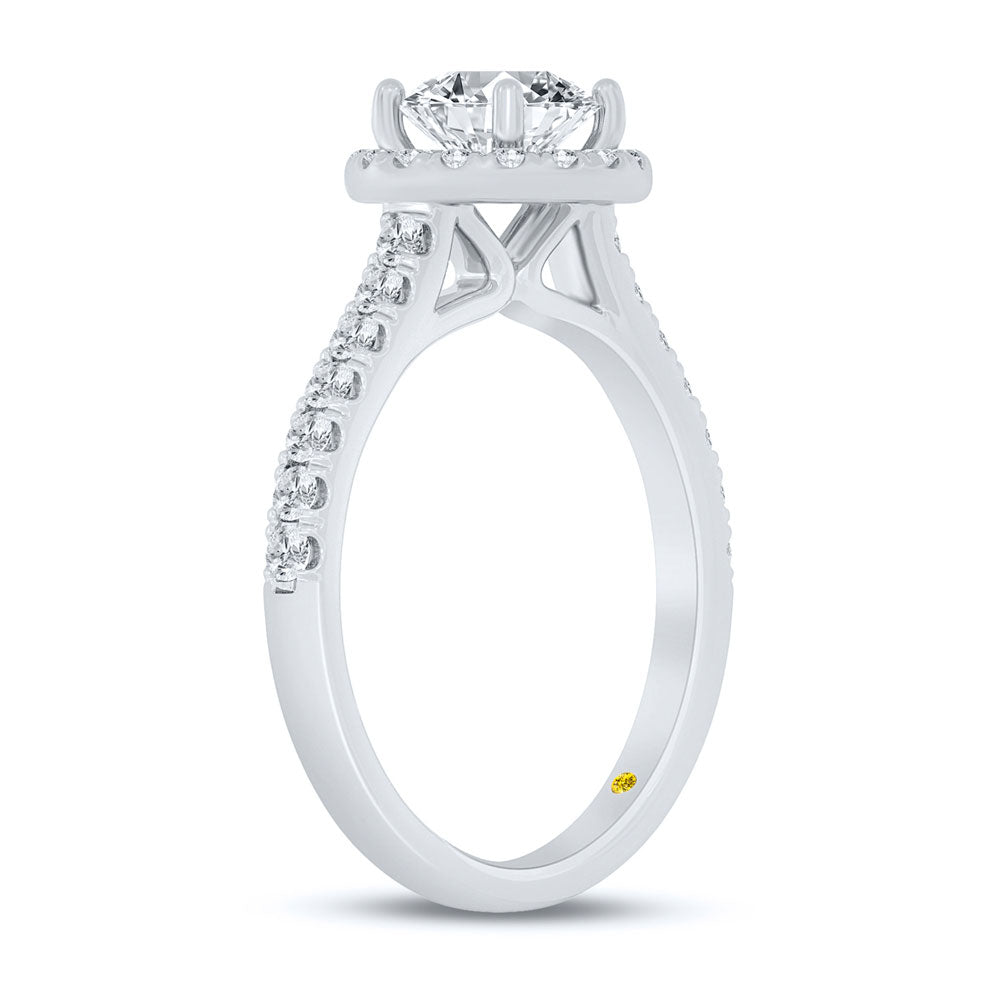 Lab Created Diamond Engagement Ring | Flare White Gold Cathedral Halo Round