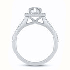 Lab Created Diamond Engagement Ring | Flare White Gold Cathedral Halo Round