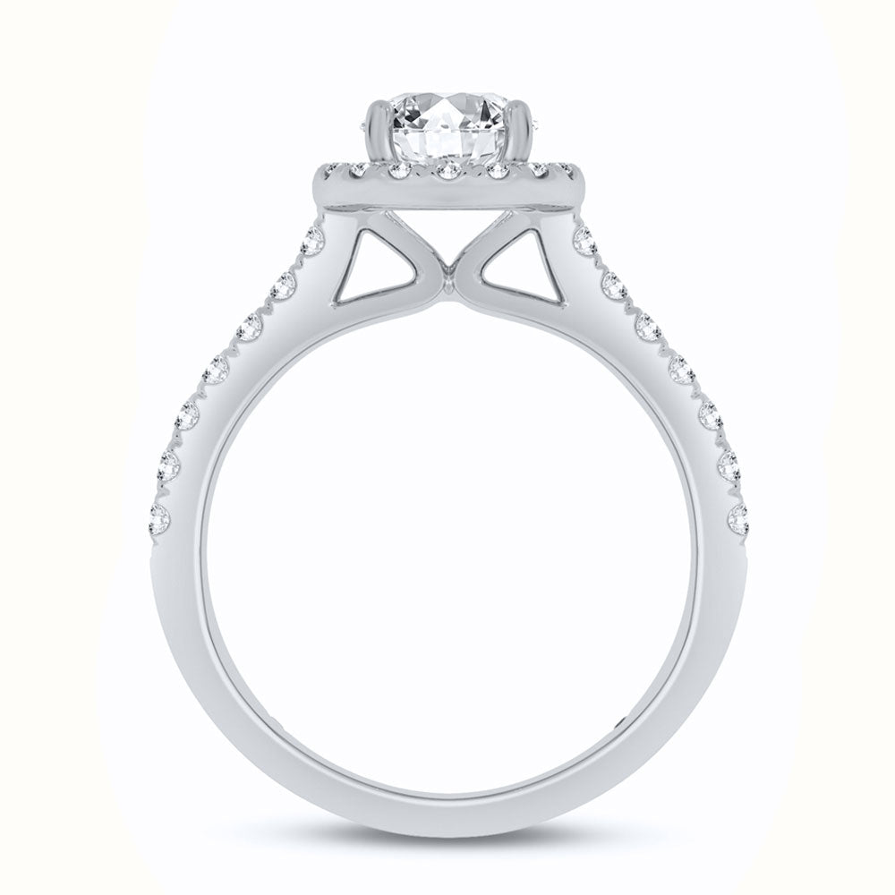Lab Created Diamond Engagement Ring | Flare White Gold Cathedral Halo Round