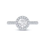 Lab Created Diamond Engagement Ring | Flare White Gold Cathedral Halo Round