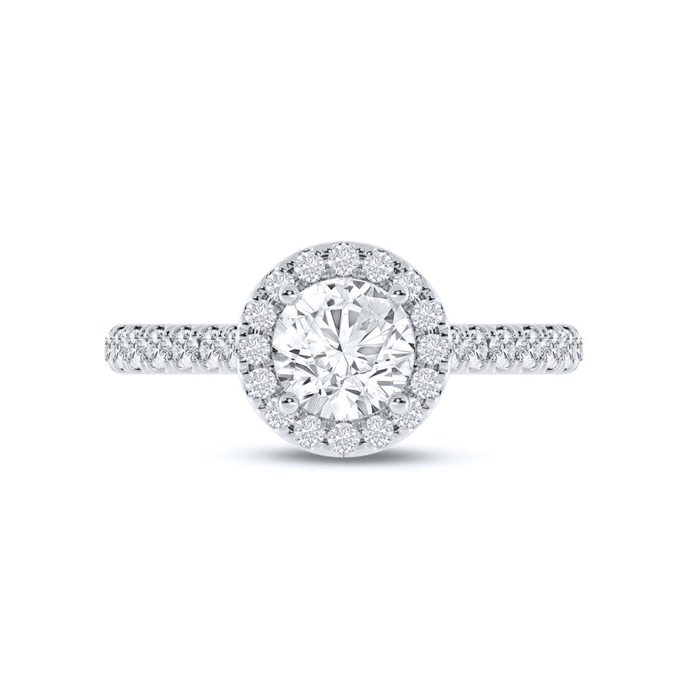 Lab Created Diamond Engagement Ring | Flare White Gold Cathedral Halo Round