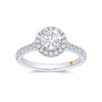 Lab Created Diamond Engagement Ring | Flare White Gold Cathedral Halo Round