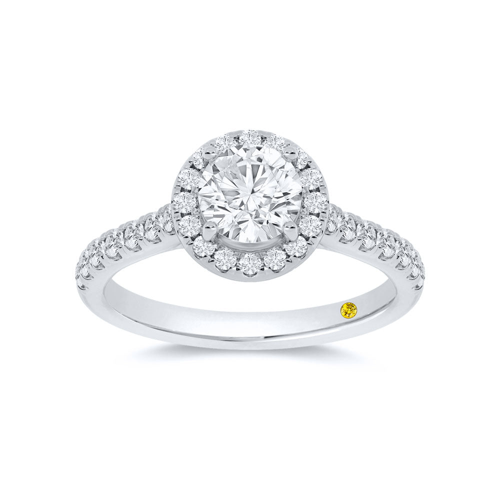 Lab Created Diamond Engagement Ring | Flare White Gold Cathedral Halo Round