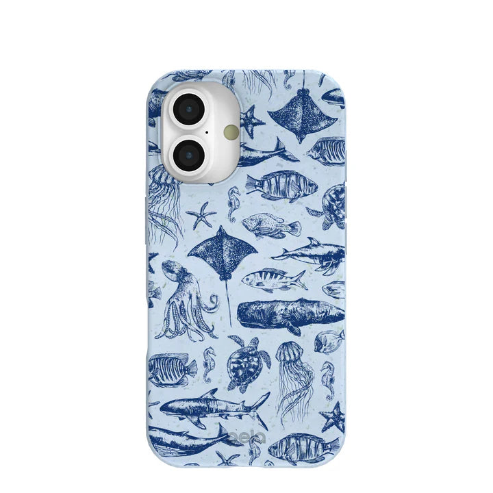 Powder Blue Marine Life Phone Case | For iPhone, Galaxy & Pixel