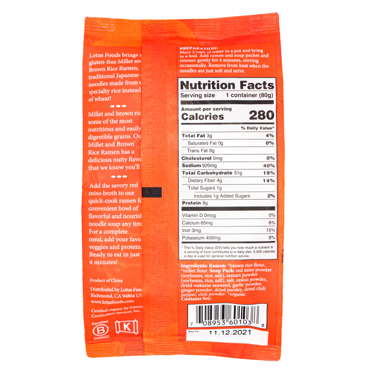 Millet & Brown Rice Ramen with Red Miso Soup