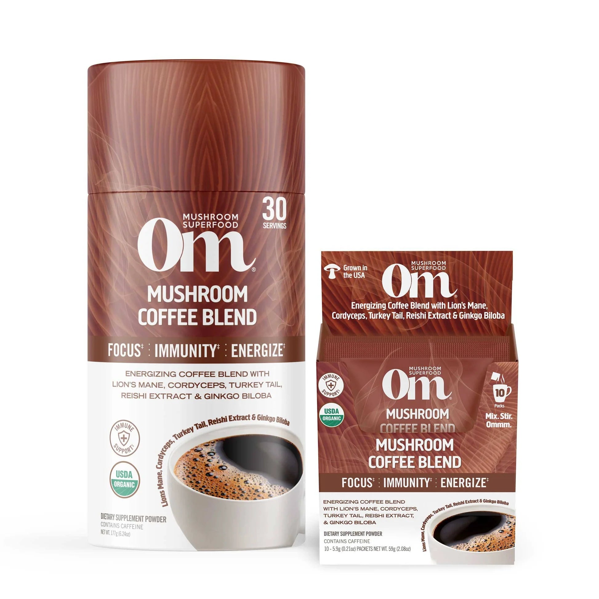 Om Coffee Blend Organic Mushroom Superfood Hot Drink