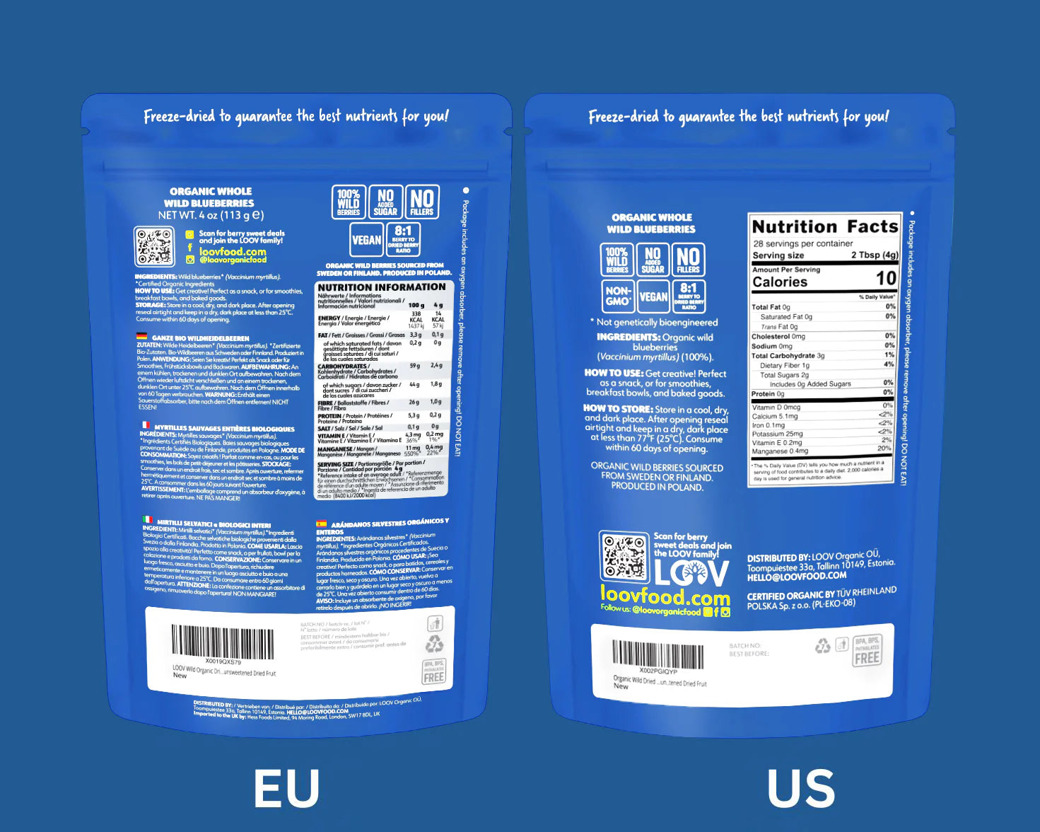 Organic Wild Whole Blueberries | Freeze-Dried