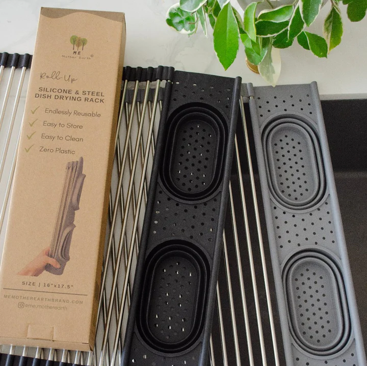 Roll Up Silicone + Stainless Steel Dish Drying Rack