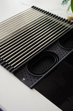 Roll Up Silicone + Stainless Steel Dish Drying Rack