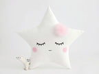 Set of 3 Pillows - Cloud (2 colors), White Crescent Moon and White Star Pillows with Pale Pink Touch