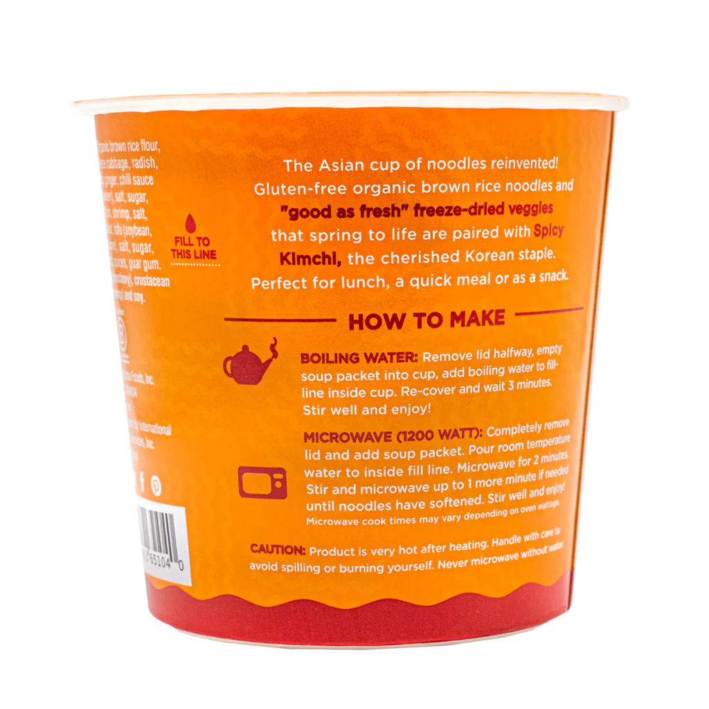 Spicy Kimchi Rice Ramen Noodle Soup with Freeze-Dried Chunky Veggies