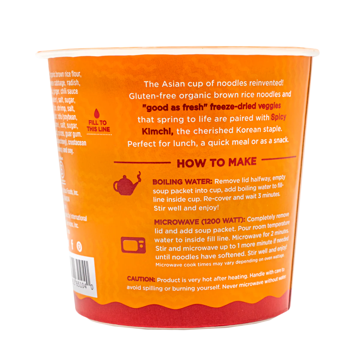 Spicy Kimchi Rice Ramen Noodle Soup with Freeze-Dried Chunky Veggies